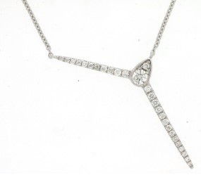 14KWG 27 BR DIAMONDS 0.19CT "Y" NECKLACE -- 18" 14KWG 27 BR DIAMONDS 0.19CT "Y" NECKLACE -- 18"