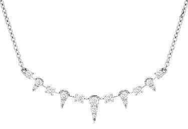 14KWG 21 BR DIAMONDS 0.30CT CURVED BAR & ACCENTED CABLE CHAIN 18" NECKLACE