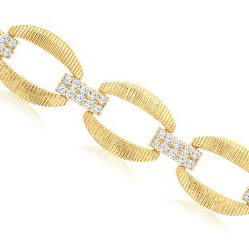 14KYG 100 BR DIAMONDS 2.00CT FANCY LINK 7" BRACELET