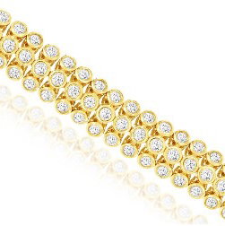 14KYG 231 BR DIAMONDS 3.00CT 3-ROW BEZEL SET TENNIS BRACELET
