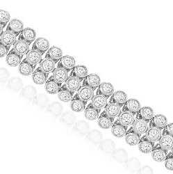 14KWG 231 BR DIAMONDS 3.00CT 3-ROW BEZEL SET TENNIS BRACELET