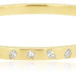 14KYG 4-MQ 4-OVAL 3-PRIN & 2-PEAR FLUSH SET DIAMONDS 0.72CT POLISHED BANGLE BRACELET