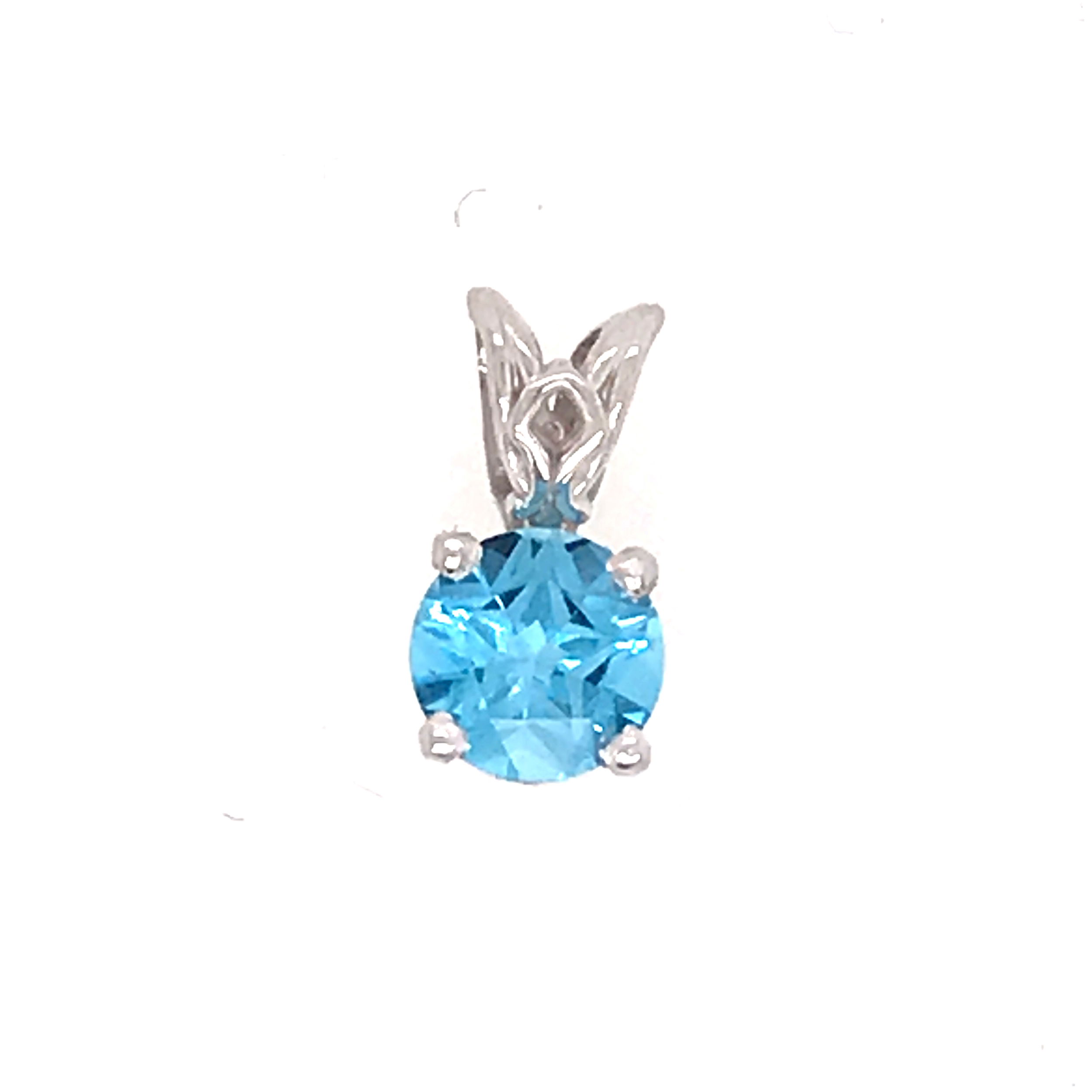 14K WG 6MM TEXAS STAR CUT BLUE TOPAZ DROP