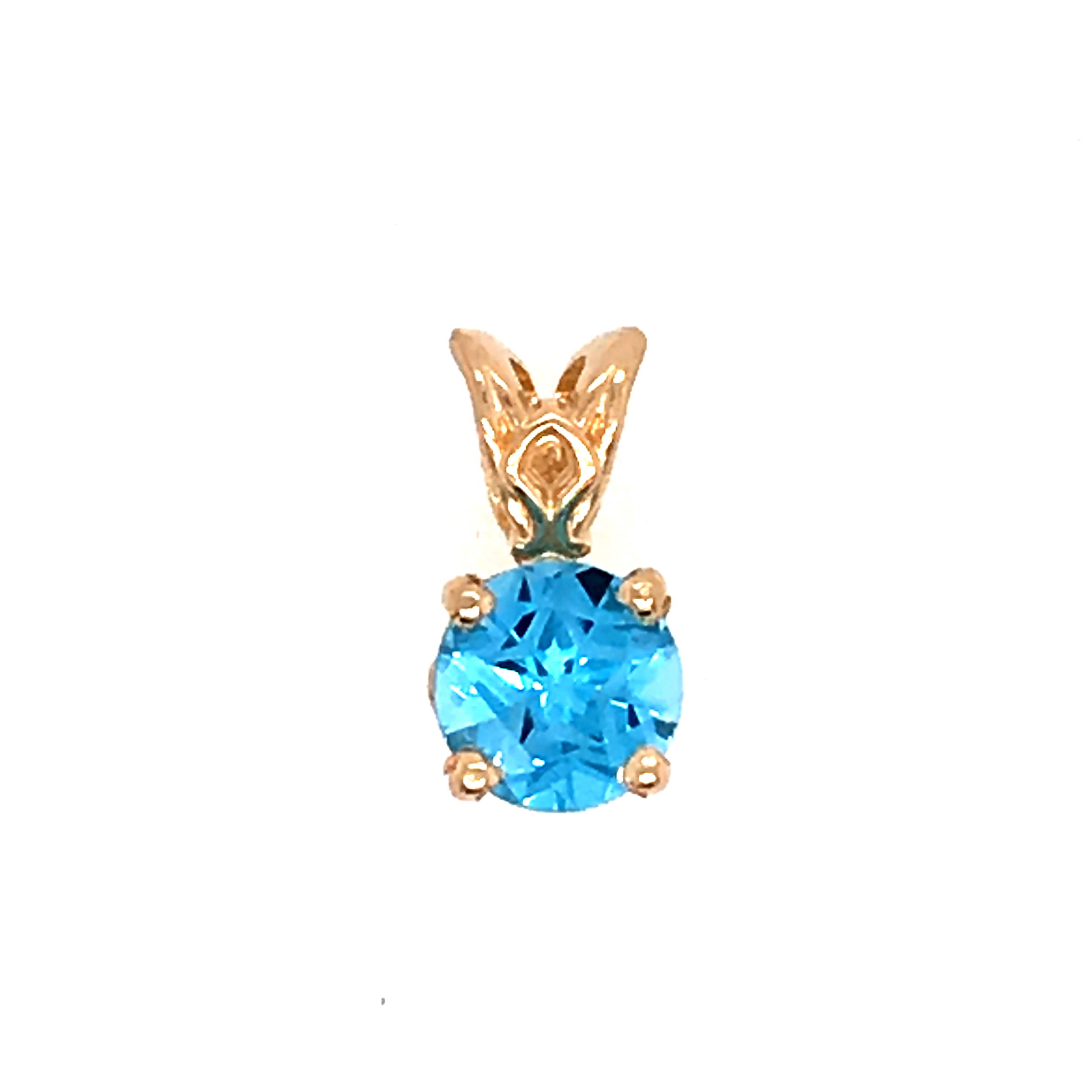 14K YG 6MM TEXAS STAR CUT BLUE TOPAZ DROP