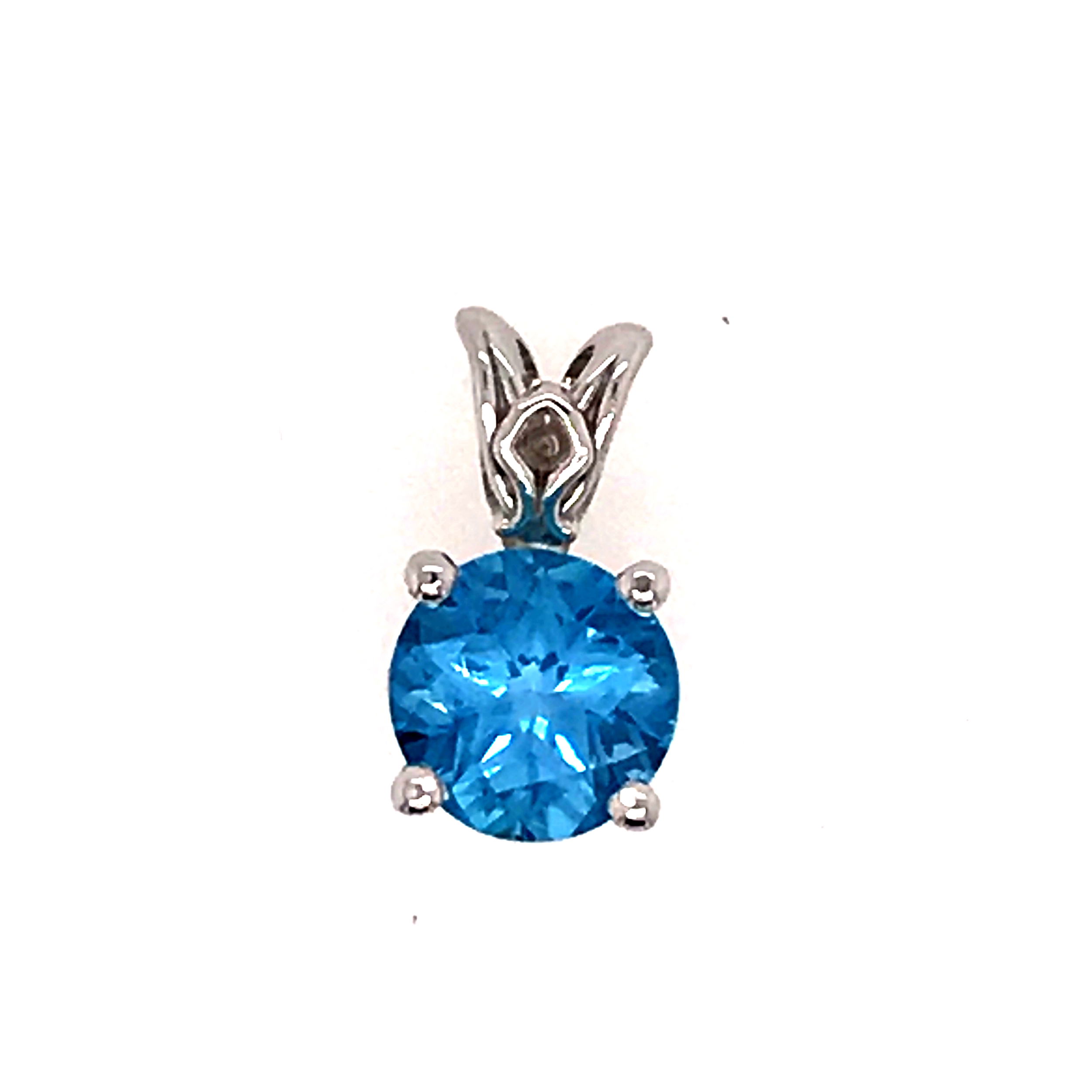 14K WG 7MM TEXAS STAR CUT BLUE TOPAZ DROP PENDANT 14K WG 7MM TEXAS STAR CUT BLUE TOPAZ DROP PENDANT