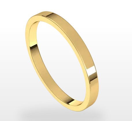 14KYG 2MM FLAT POLISHED BAND SIZE 7