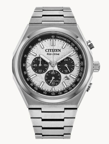 CITIZEN ECO-DRIVE 42.4MM "ZENSHIN" SUPER TITANIUM CHRONOGRAPH WATCH WITH SILVER DIAL CITIZEN ECO-DRIVE 42.4MM "ZENSHIN" SUPER TITANIUM CHRONOGRAPH WATCH WITH SILVER DIAL