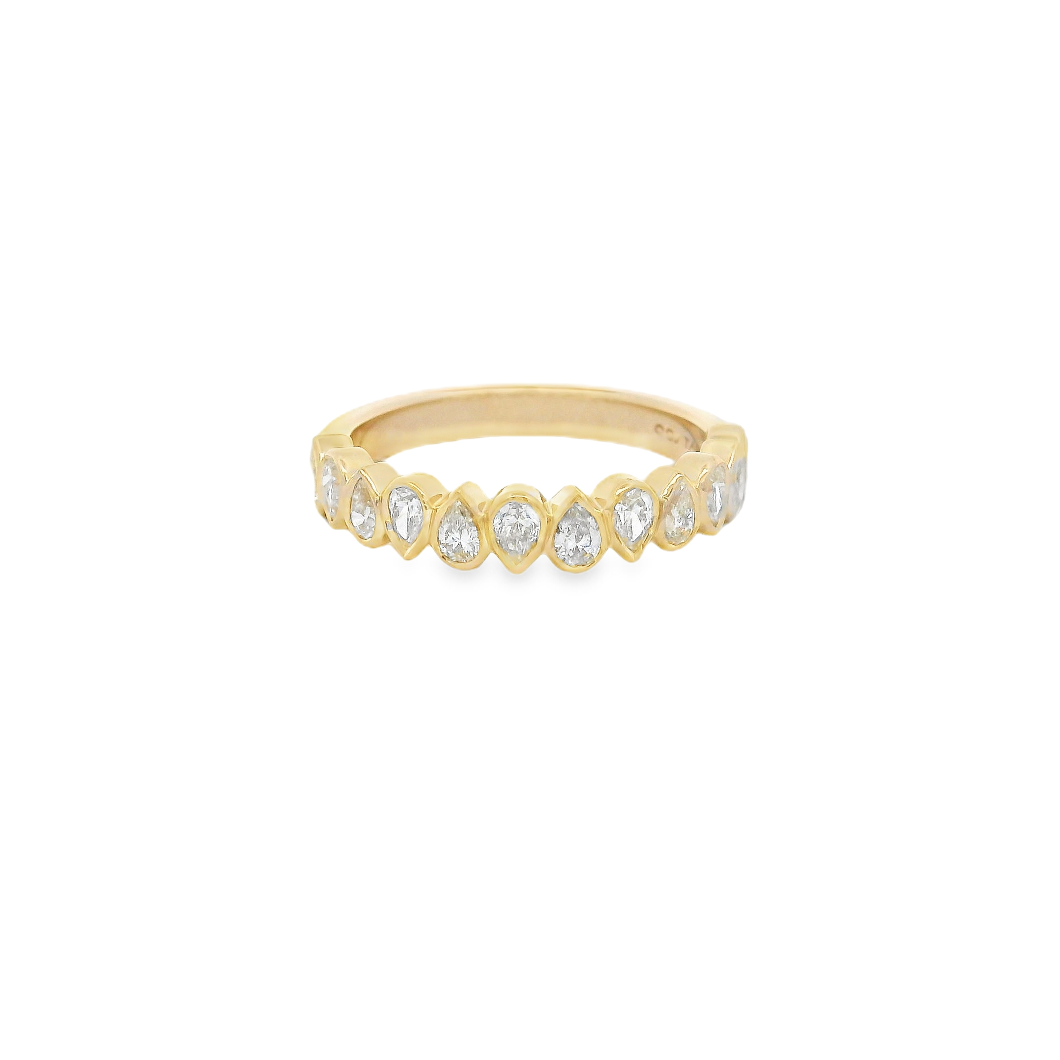 14KYG 12 PEAR SHAPE DIAMONDS 0.65CT BEZEL SET BAND 14KYG 12 PEAR SHAPE DIAMONDS 0.65CT BEZEL SET BAND