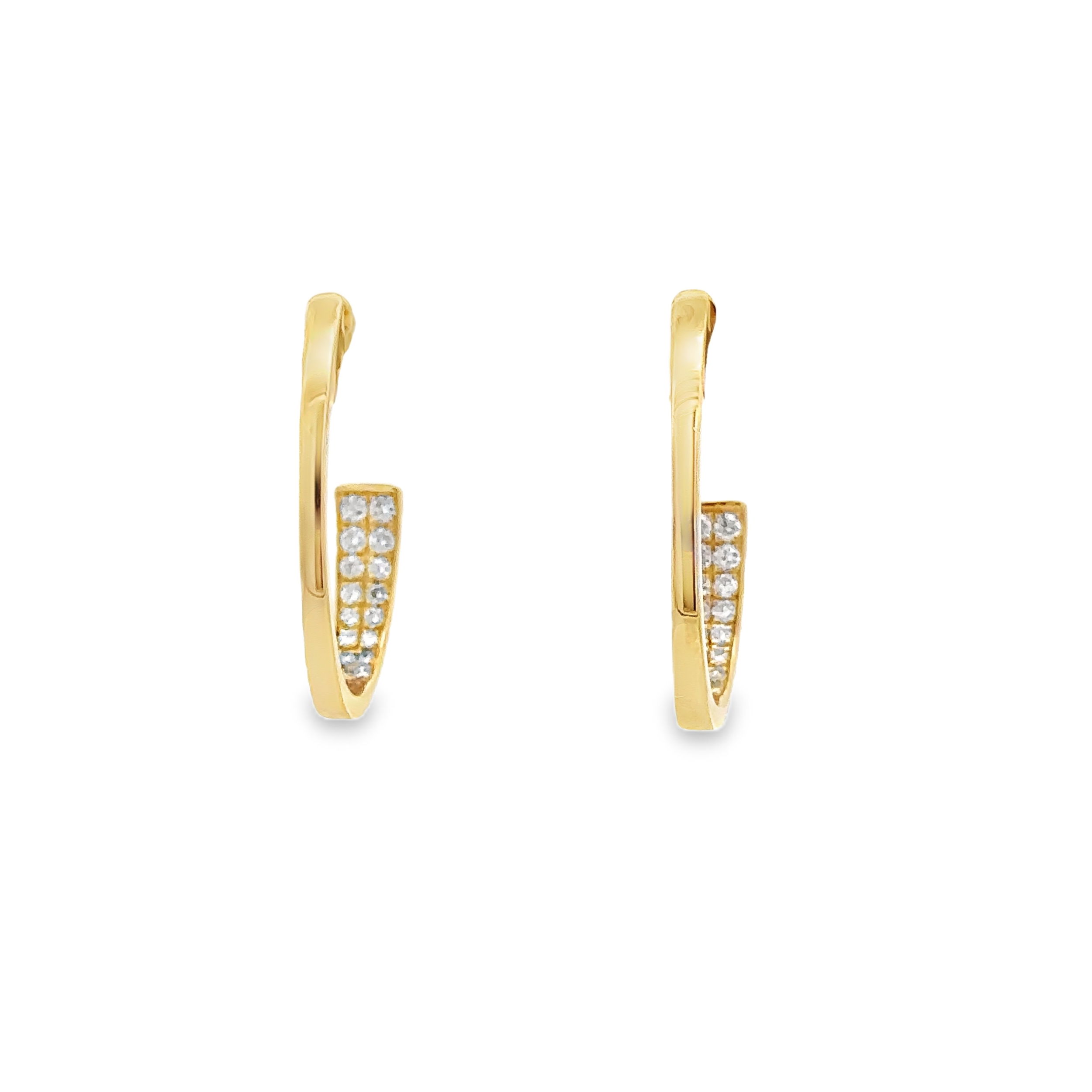 14KYG 32 BR DIAMONDS 0.20CT POLISHED "J" HOOP EARRINGS