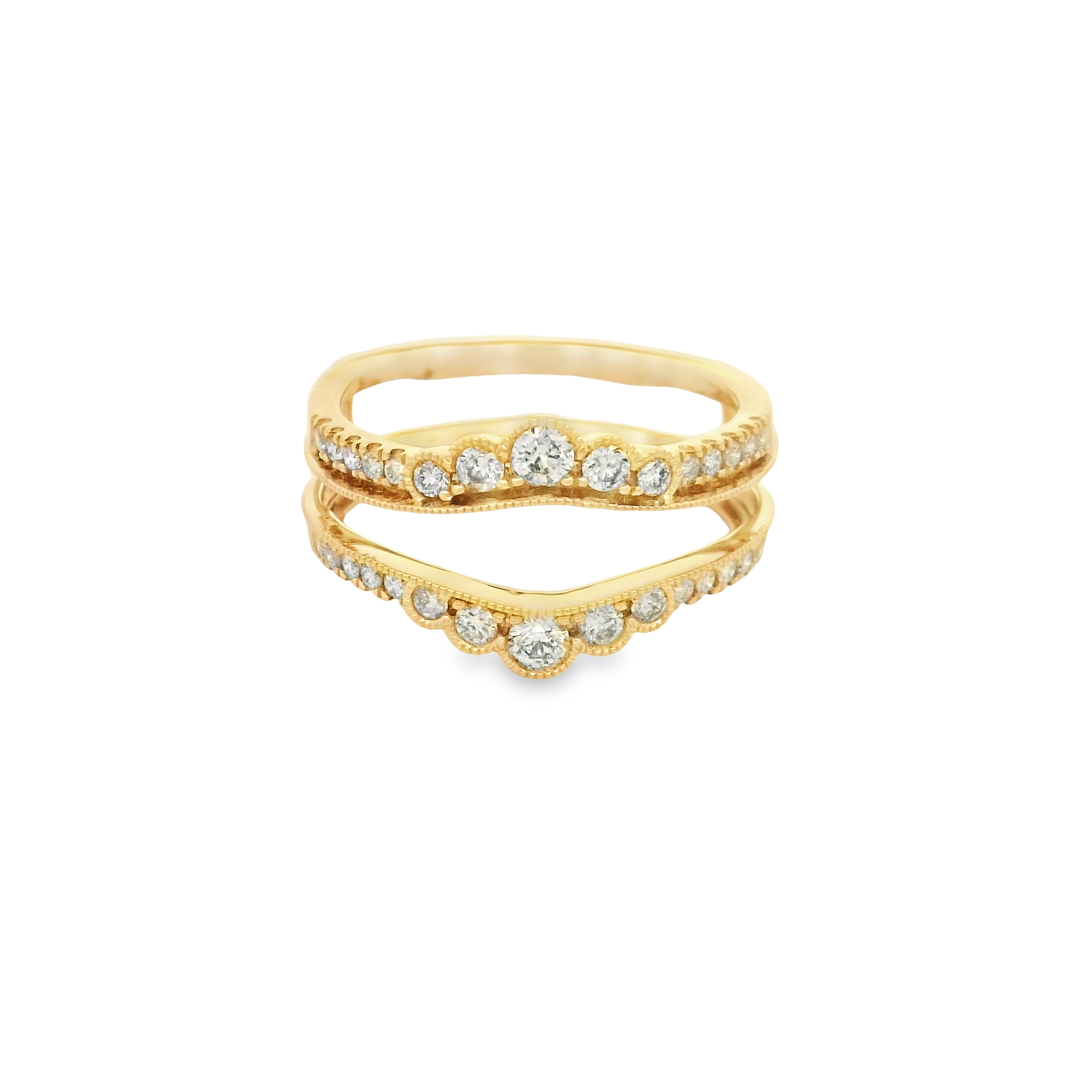 14K YELLOW GOLD 30 ROUND DIAMONDS @ 0.50CT LADIES RING GUARD