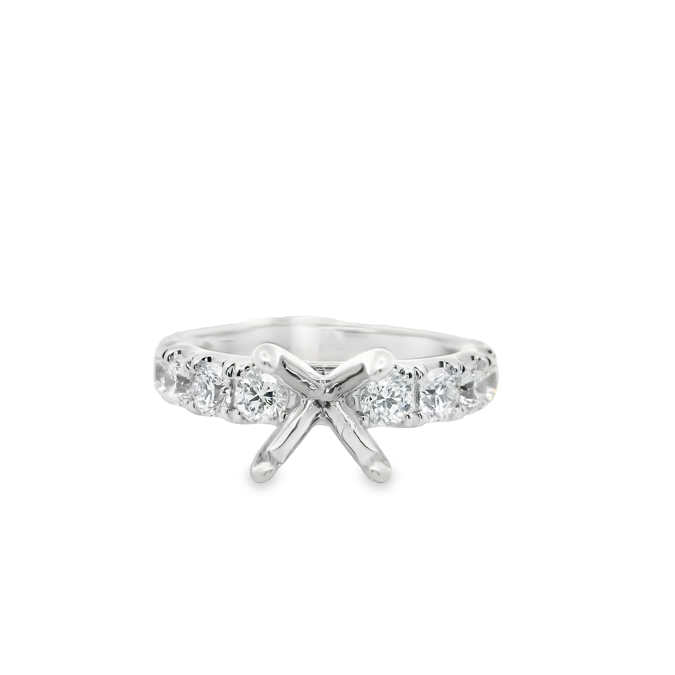 14K WHITE GOLD 10 ROUND DIAMONDS @ 1.60CT G/VS2 SEMI MOUNT RING 14K WHITE GOLD 10 ROUND DIAMONDS @ 1.60CT G/VS2 SEMI MOUNT RING