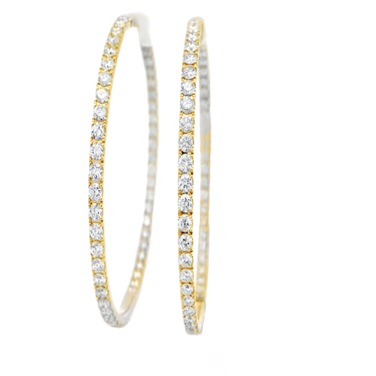 14KYG 104 BR DIAMONDS 9.10CT INSIDE-OUT LARGE HOOP EARRINGS
