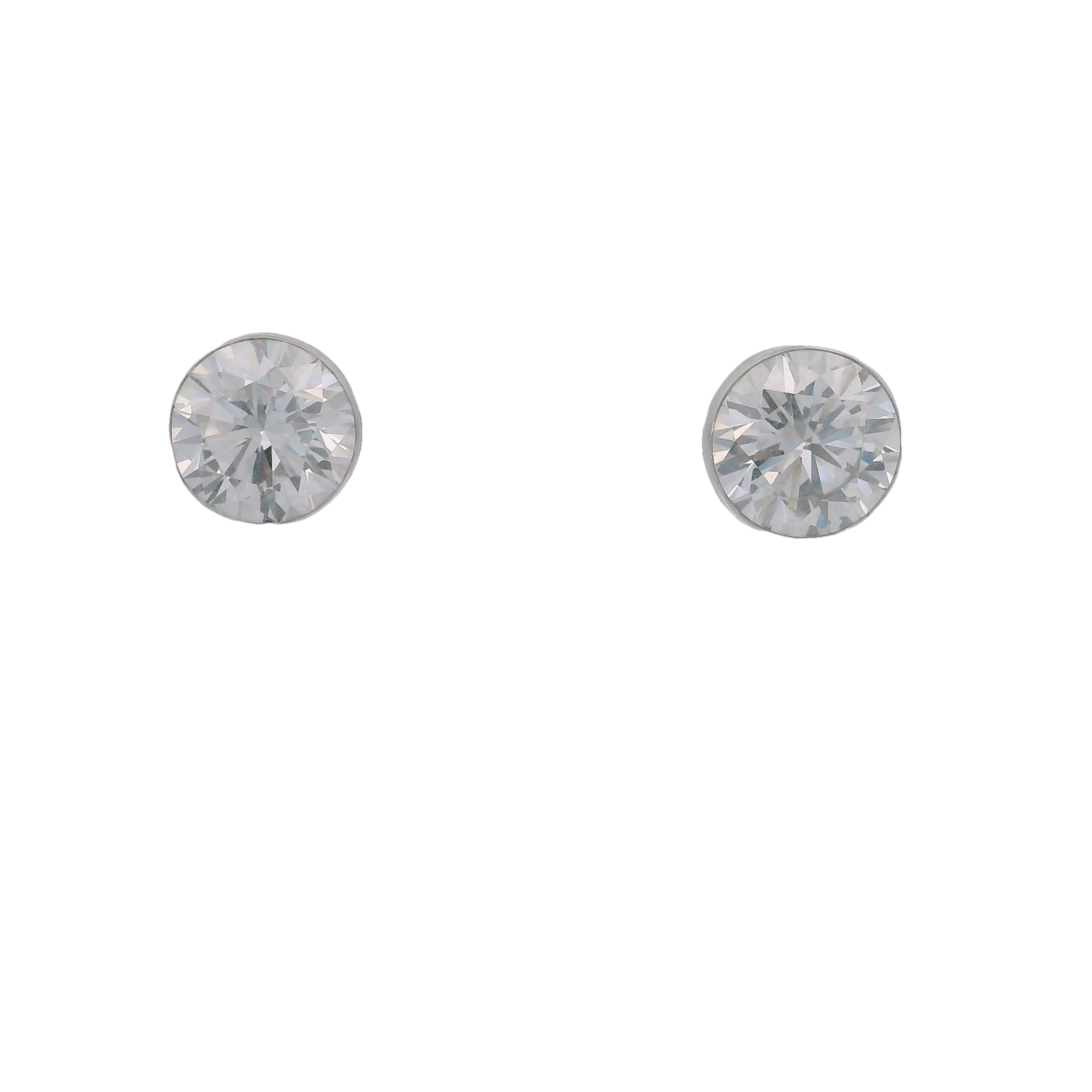 14KWG 2.50CT ROUND BRILLIANT LAB GROWN DIAMOND INVISIBLE BEZEL SET STUDS