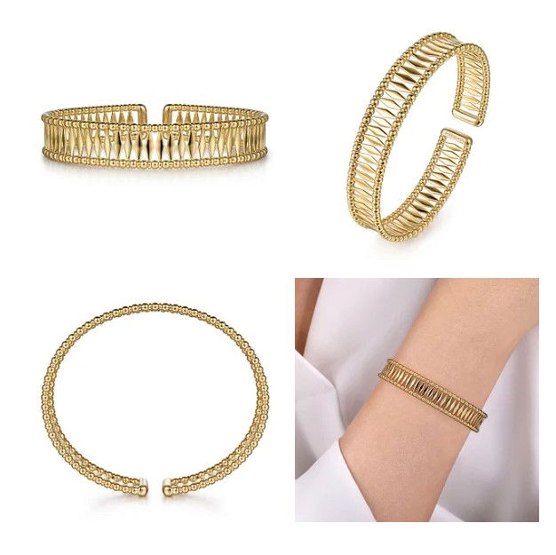 14K Yellow Gold 11.0mm Bujukan Cuff Bracelet