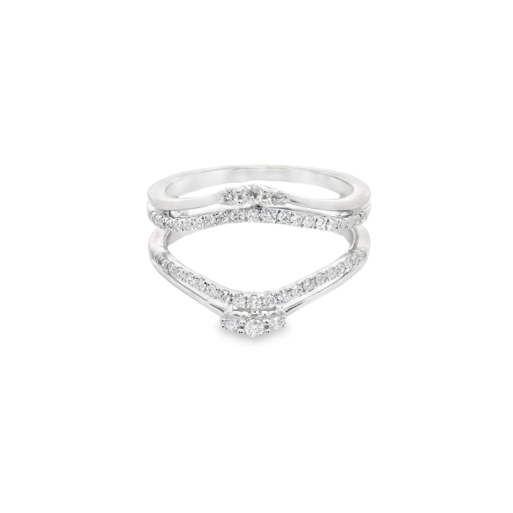 14K WHITE GOLD 48 ROUND DIAMONDS @ 0.33CT LADIES RING GUARD