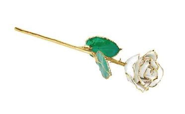 LACQUERED APRIL DIAMOND COLORED ROSE WITH GOLD TRIM LACQUERED APRIL DIAMOND COLORED ROSE WITH GOLD TRIM