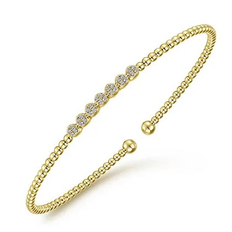 14KYG 28 BR DIAMONDS 0.14CT BUJUKAN BEADED BANGLE