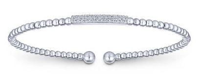 14KWG 28 BR DIAMONDS 0.15CT "BAR" BEADED BUJUKAN BANGLE 14KWG 28 BR DIAMONDS 0.15CT "BAR" BEADED BUJUKAN BANGLE