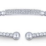 14KWG 28 BR DIAMONDS 0.15CT "BAR" BEADED BUJUKAN BANGLE