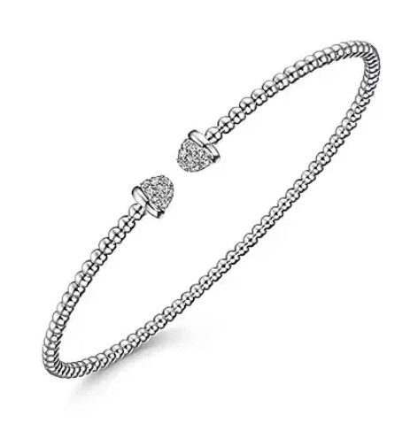 14KWG 20 BR DIAMONDS 0.21CT BUJUKAN BEAD PAVE CUFF BRACELET 14KWG 20 BR DIAMONDS 0.21CT BUJUKAN BEAD PAVE CUFF BRACELET