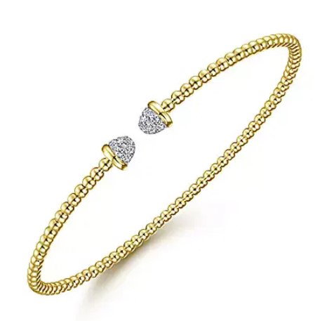 14K YG 20 BR DIA'S 0.21CT BUJUKAN BEAD PAVE CUFF BRACELET