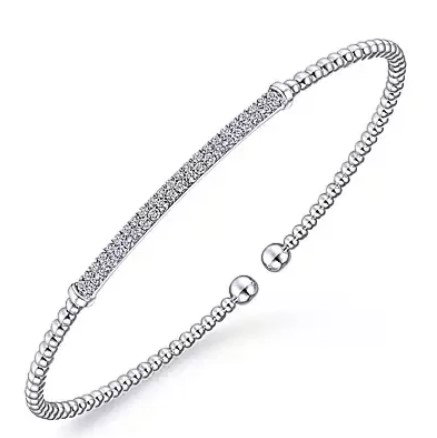 14KWG 45 DIAMONDS 0.34CT DIAMOND BAR SPLIT BANGLE BRACELET