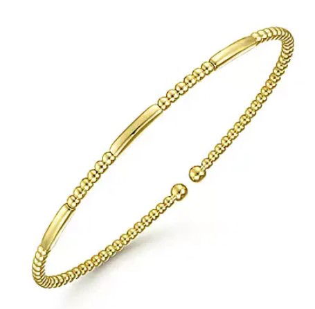 14K YG BAR STATIONS BUJUKAN BANGLE BRACELET