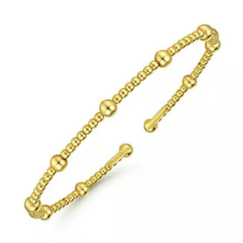 14KYG 6.25" GOLD BUJUKAN BEADED BANGLE BRACELET