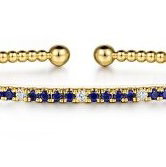 14KYG 16 SAPPHIRE 0.36CT & 5 BR DIA 0.10CT BUJUKAN BANGLE BRACELET