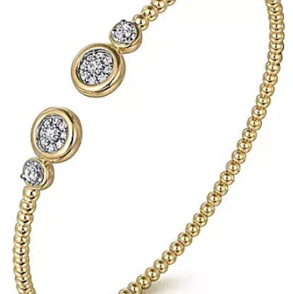 14K YG 20 BR DIA'S 0.27CT CLUSTER BUJUKAN BANGLE BRACELET