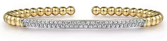 14K YG 57 BR DIA'S 0.78CT PAVE BAR BUJUKAN BANGLE - 6.25" 14K YG 57 BR DIA'S 0.78CT PAVE BAR BUJUKAN BANGLE - 6.25"
