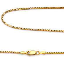 14K YG 1.00MM 16" DC ROUND WHEAT CHAIN