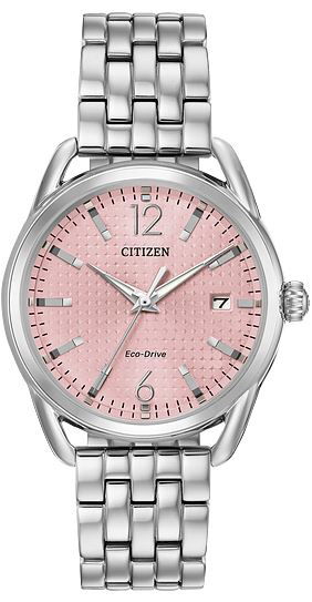 CITIZEN DRIVE LADIES PINK DIAL STAINLESS ECO-DRIVE WATCH