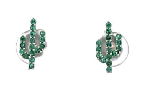 14KWG 32 ROUND LAB EMERALDS 0.275CT CACTUS STUD EARRINGS 14KWG 32 ROUND LAB EMERALDS 0.275CT CACTUS STUD EARRINGS