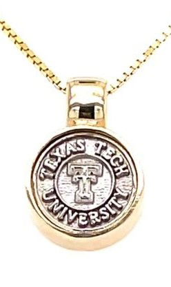14K 2-TONE 8MM TEXAS TECH UNIVERSITY DOUBLE-T BEZELED COIN PENDANT 14K 2-TONE 8MM TEXAS TECH UNIVERSITY DOUBLE-T BEZELED COIN PENDANT