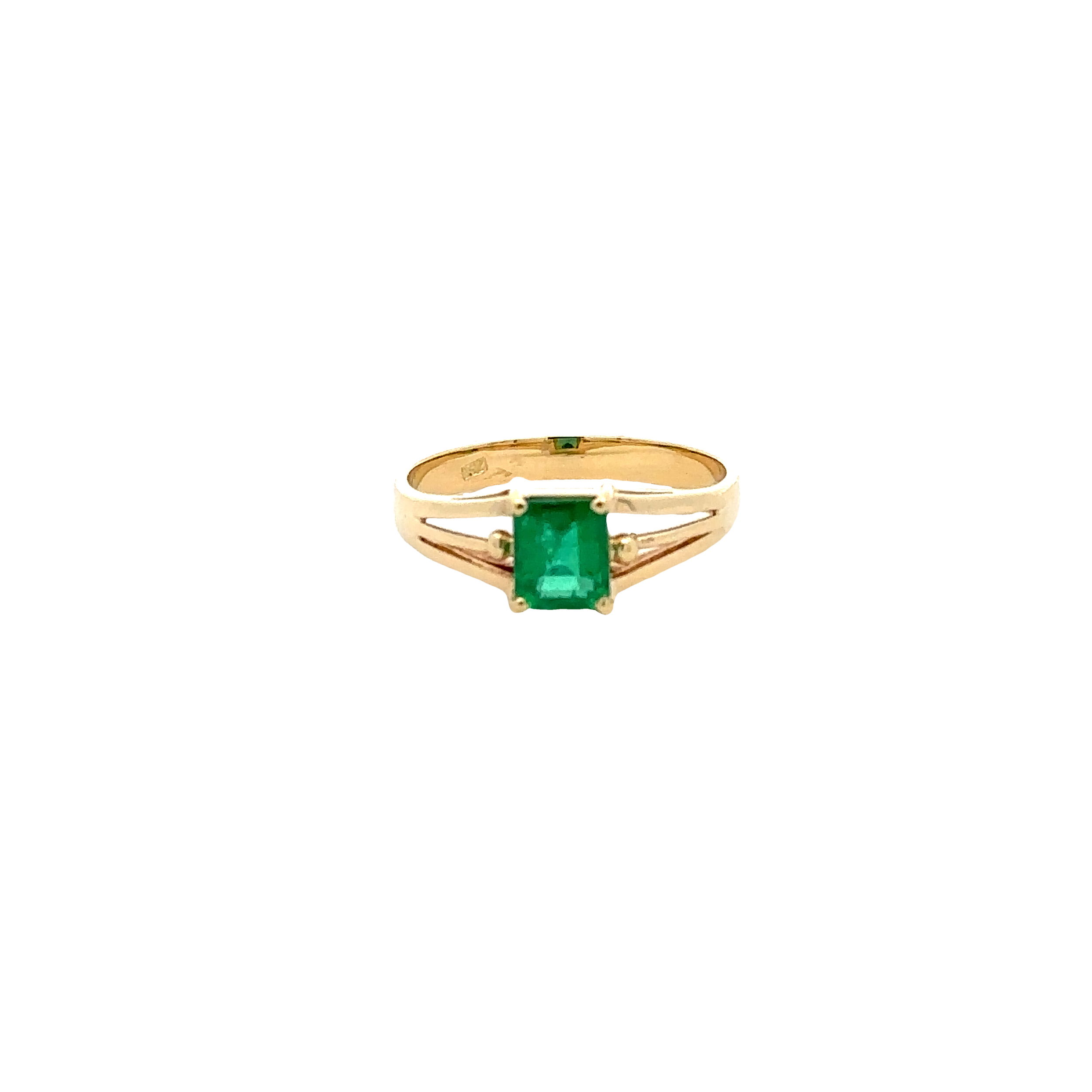 18KYG APPROXIMATELY 0.70CT EMERALD CUT EMERALD (6.06 X 5.07 X 3.37) SPLIT SHANK SOLITAIRE RING 18KYG APPROXIMATELY 0.70CT EMERALD CUT EMERALD (6.06 X 5.07 X 3.37) SPLIT SHANK SOLITAIRE RING