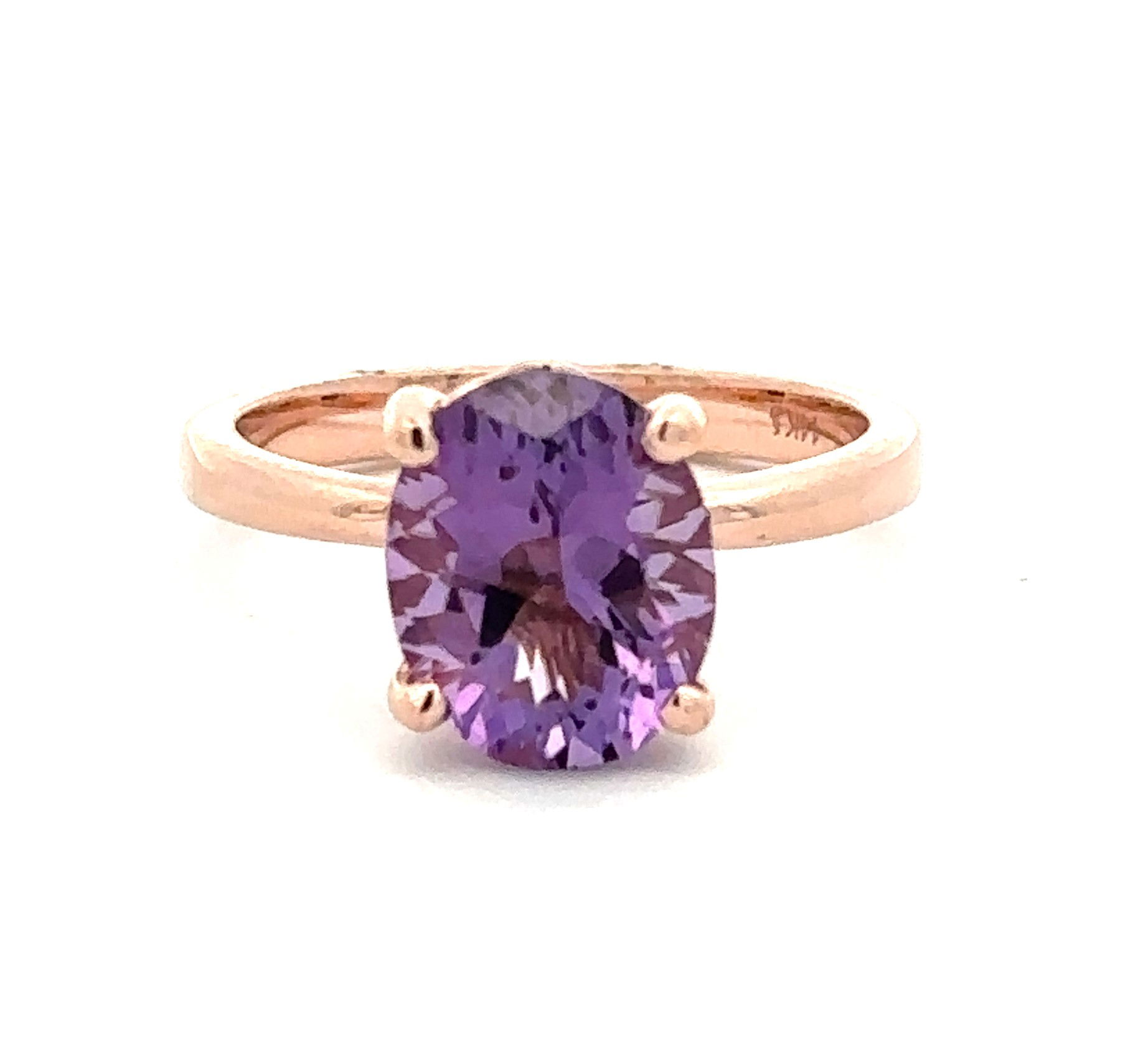 14KRG 2.54CT OVAL AMETHYST SOLITAIRE RING