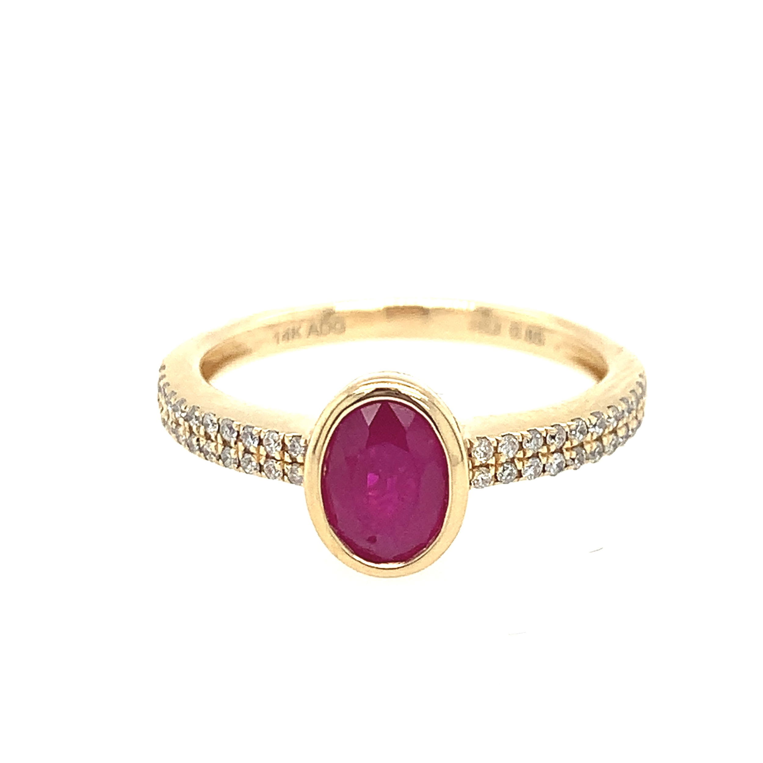 14K YG 0.85CT OVL RUBY & 44 BR DIA'S 0.20CT FASHION RING 14K YG 0.85CT OVL RUBY & 44 BR DIA'S 0.20CT FASHION RING