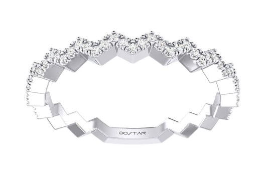 14KWG 48 BR DIAMONDS 0.13CT ZIG-ZAG STACKABLE BAND
