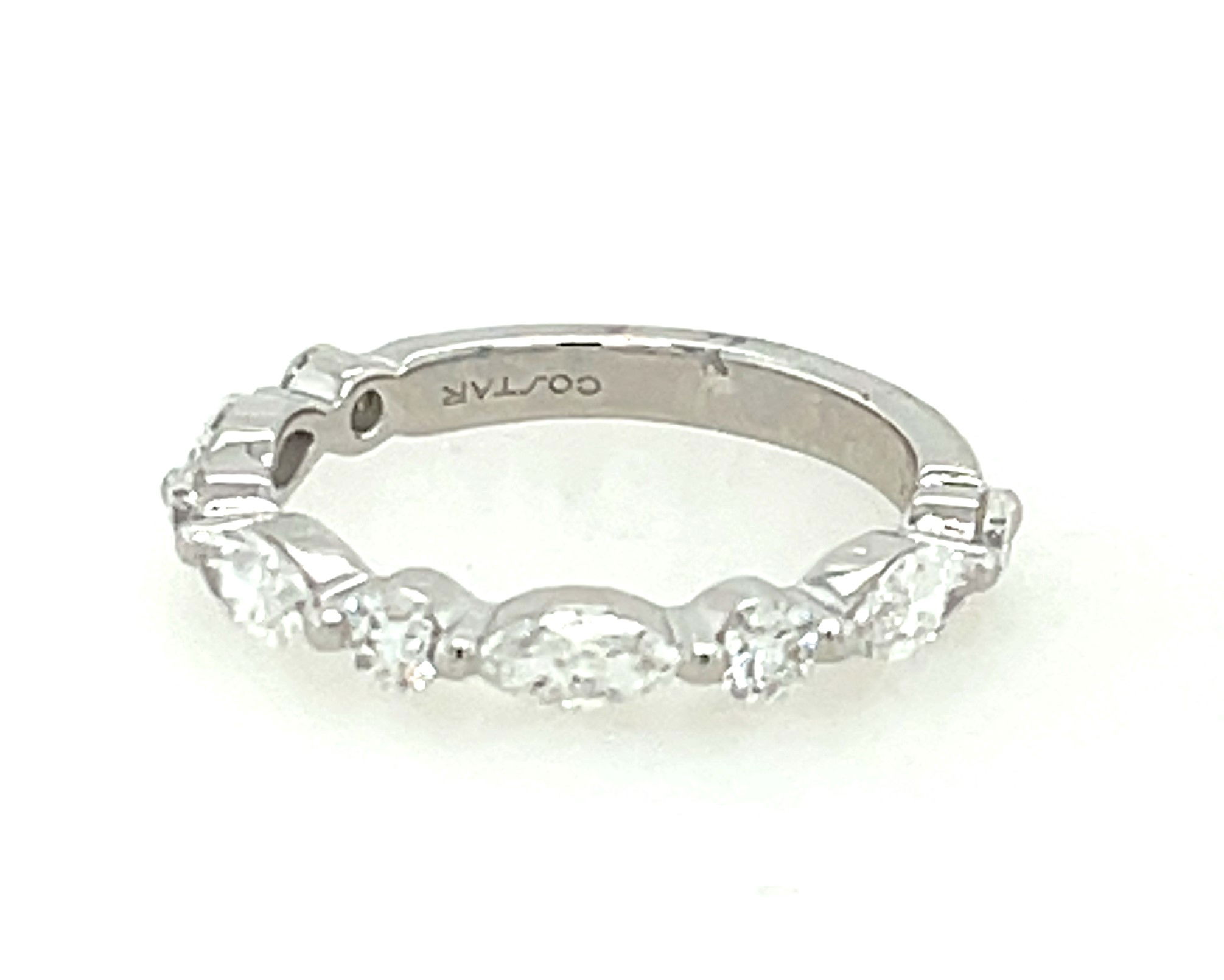 14KWG 5 BR DIA & 4 MQ DIA 1.00CT SHARED PRONG "FLOATING" BAND