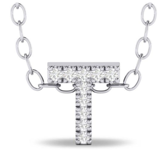 10KWG 10 BR DIAMONDS 0.05CT INITIAL "T" SLIDE/PENDANT W/18" CABLE CHAIN 10KWG 10 BR DIAMONDS 0.05CT INITIAL "T" SLIDE/PENDANT W/18" CABLE CHAIN
