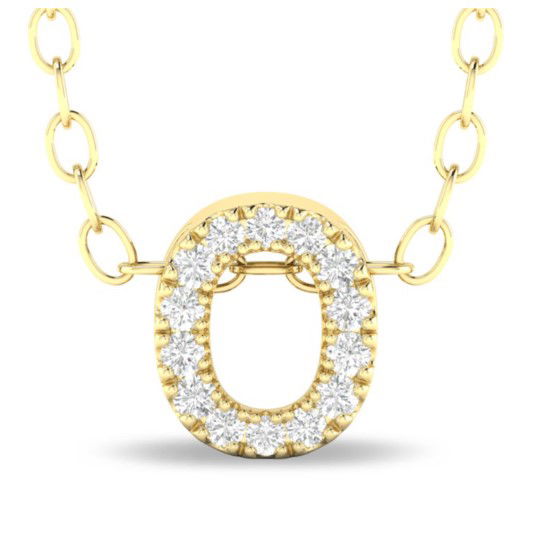 10KYG 14 BR DIAMONDS 0.08CT INITIAL "O" SLIDE/PENDANT W/18" CABLE CHAIN 10KYG 14 BR DIAMONDS 0.08CT INITIAL "O" SLIDE/PENDANT W/18" CABLE CHAIN