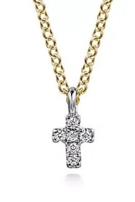 14KWG 6 BR DIAMONDS 0.03CT CROSS PENDANT ON 17.5" CABLE CHAIN 14KWG 6 BR DIAMONDS 0.03CT CROSS PENDANT ON 17.5" CABLE CHAIN