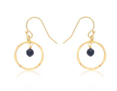 DEE BERKLEY HAMMERED HOOP SAPPHIRE DANGLE EARRINGS DEE BERKLEY HAMMERED HOOP SAPPHIRE DANGLE EARRINGS