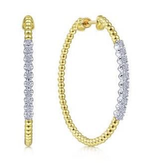 14K WG/YG 20 BR DIA'S 0.44CT 40MM FASHION HOOP EARRINGS