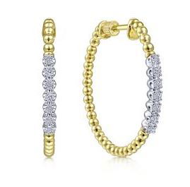 14K YG 14 BR DIA'S 0.30CT BUJUKAN BEAD W/ DIAMOND STATIONS 30MM HOOP EARRINGS -S2069780 14K YG 14 BR DIA'S 0.30CT BUJUKAN BEAD W/ DIAMOND STATIONS 30MM HOOP EARRINGS