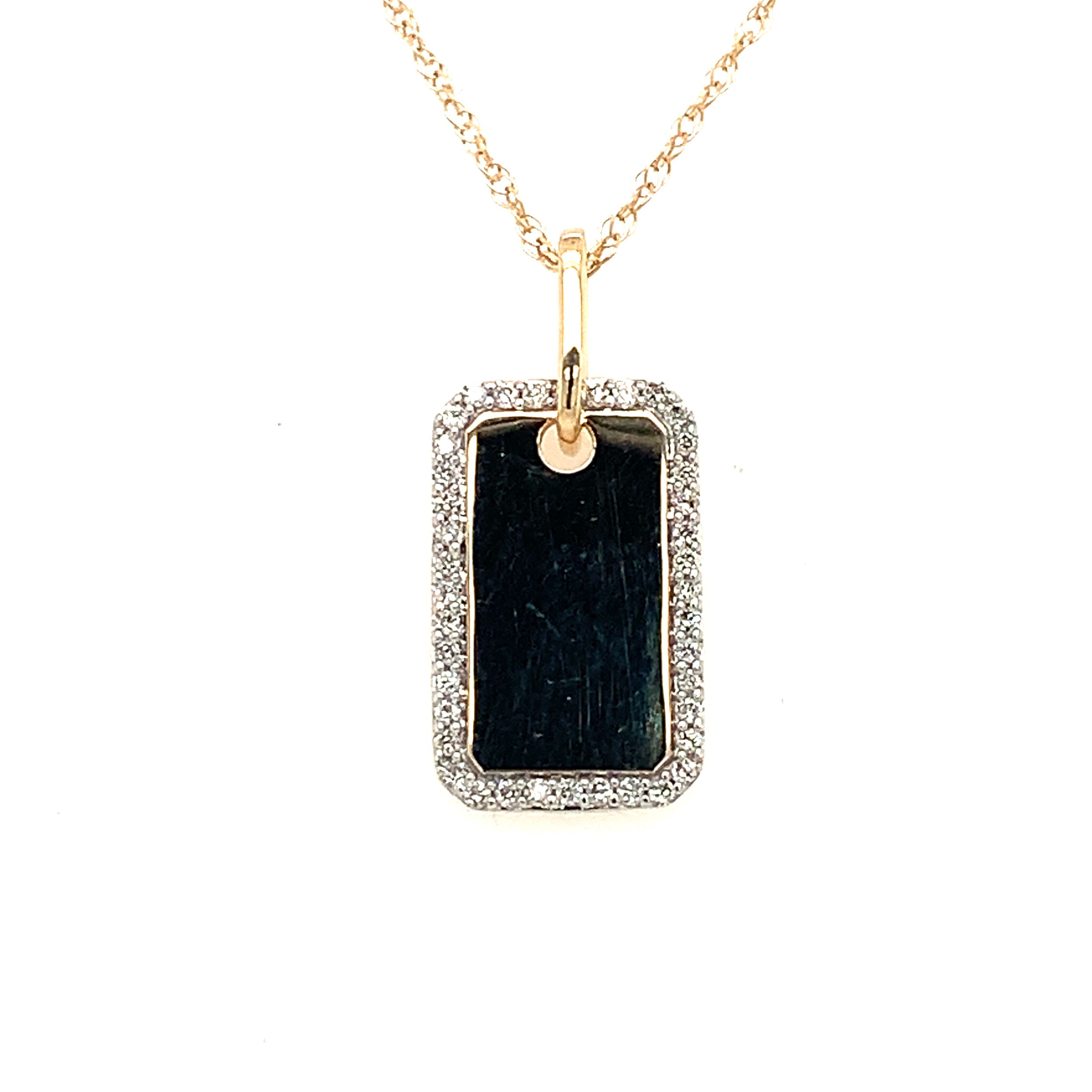 14K YG 40 BR DIA'S 0.16CT RECTANGULAR PEND W/ HALO OF DIAMONDS ON 18" CHAIN 14K YG 40 BR DIA'S 0.16CT RECTANGULAR PEND W/ HALO OF DIAMONDS ON 18" CHAIN