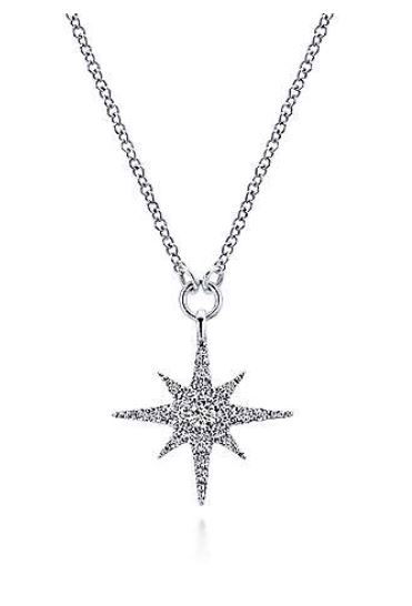 14KWG 25 ROUND DIAMONDS 0.25CT STARBURST PENDANT NECKLACE 14KWG 25 ROUND DIAMONDS 0.25CT STARBURST PENDANT NECKLACE
