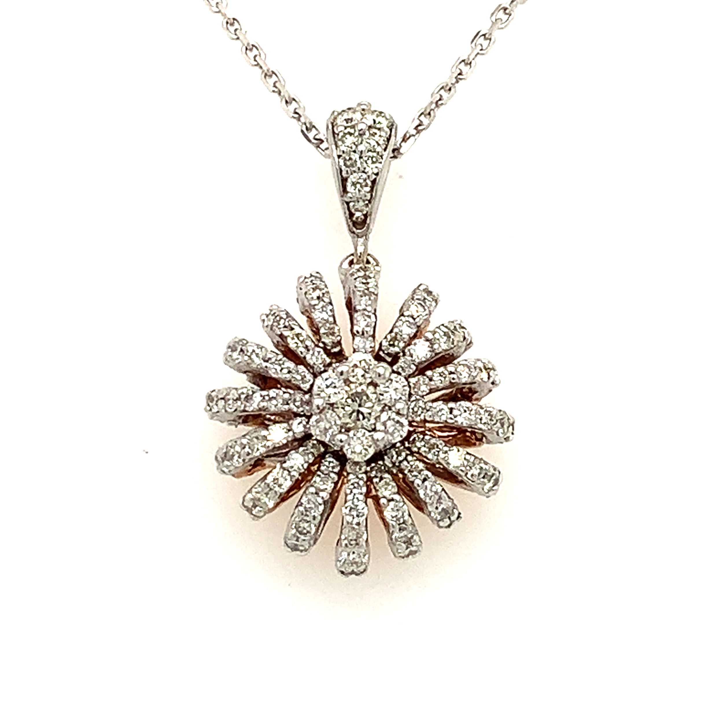 14K WG/RG 112 BR DIA'S 0.92CT FASHION PEND W/ 18" CHAIN 14K WG/RG 112 BR DIA'S 0.92CT FASHION PEND W/ 18" CHAIN