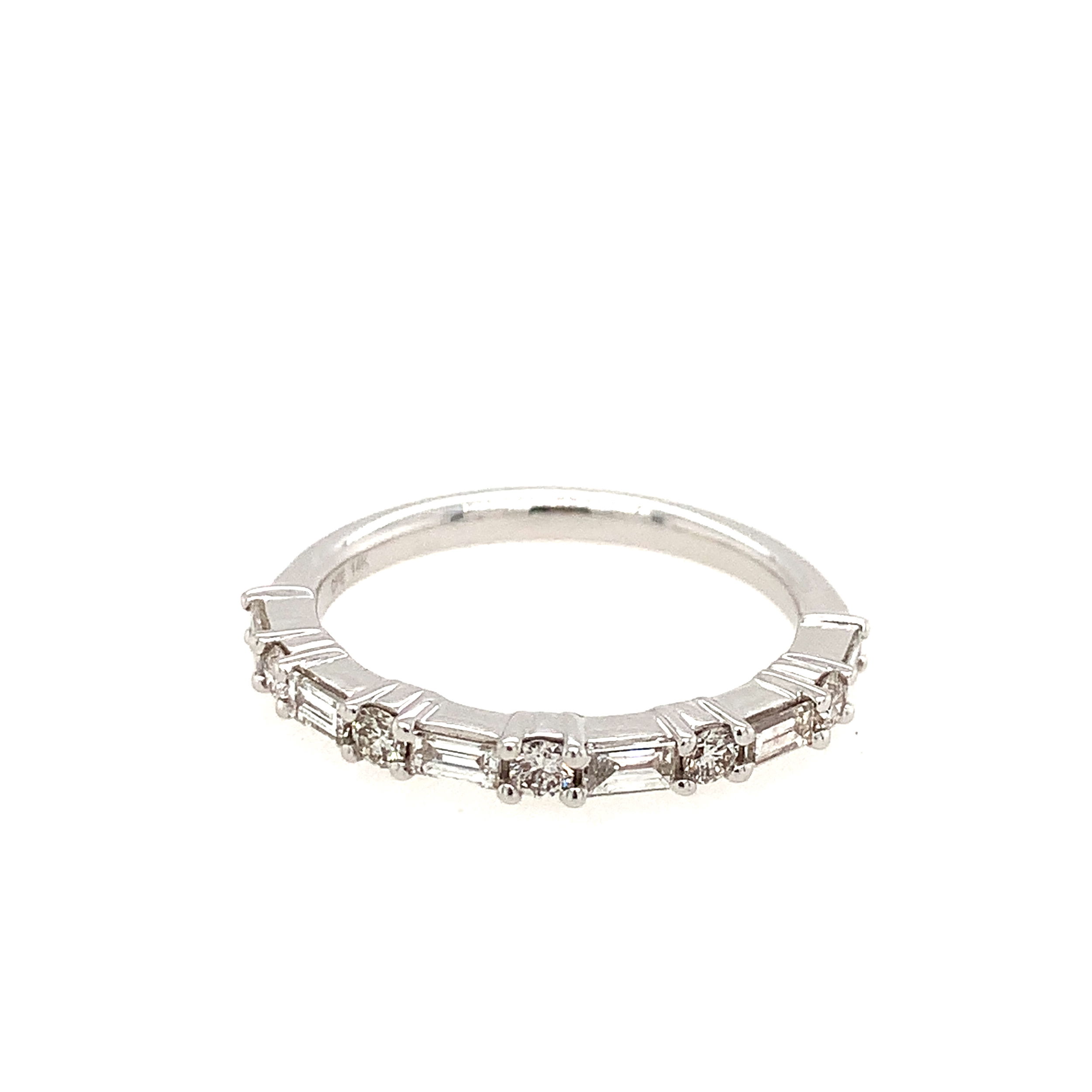 14K WG 6 BG DIA'S 5 BR DIA'S 0.50CT STACKABLE WEDDING BAND